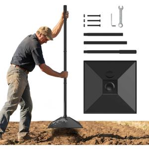 New multi purpose steel tamper with water-filled weighting and rubberized handle, 10x10in-57in, 3-section handle for compacting soil gravel asphalt and driveways, garden and landscaping tools