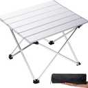 Grope Small Folding Camping Table with Aluminum Table Top, Beach Table for Sand with Carrying Bag,Prefect for Outdoor, Picnic, BBQ, Cooking, Festival (Silver-M)