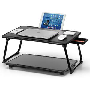 Foldable Lap Desk 15.75×23.62in for Bed/Sofa w/Right Drawer