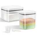 2 Pack Laundry Pods Container with One-Click Pop-up Lid, 95 oz + 68 oz Laundry Room Detergent Storage Container for Laundry Powder, Scent Booster, Dryer Sheet, Dryer Ball, Dishwasher Pod Holder
