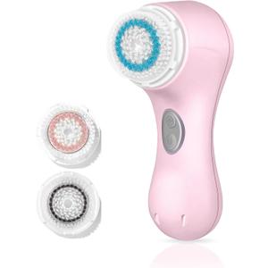 Microtree Electric Facial Cleansing Brush, No Rotation, Sonic Vibrating Deep Clean, Face Brushes for Cleansing, Rechargeable Face Scrubber Exfoliator for All Skin Types, Non Spin (Cool Pink)