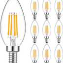 BRIMAX B11 E12 LED Candelabra Bulbs 60W Equivalent, 6W Dimmable LED Candle Light Bulbs, 2700K Warm White, LED Filament Clear Glass Light Bulbs for Chandelier Celling Fans and Fixtures,Pack of 10