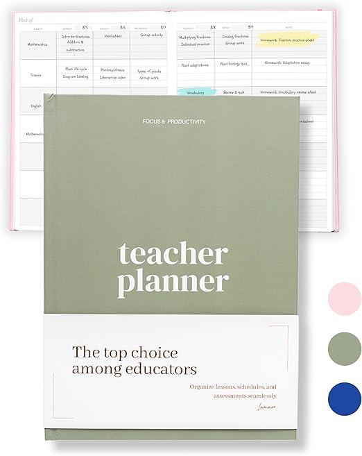 Lamare Teacher Planner – Teacher Appreciation Gifts: Undated Planner & Lesson Planner Book for Teachers with Class Schedule, Student Info & Weekly Planning