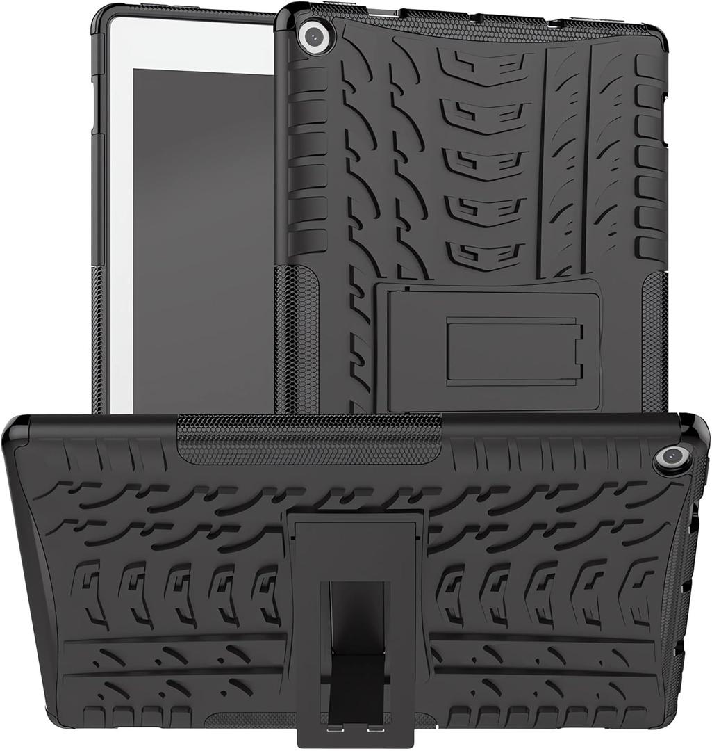 for F l R E10 case 2019 2017 Release 9th 7th Generation,Kickstand Heavy Duty Cover (Black 19/17)