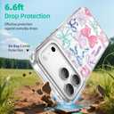 pcgaga Aesthetic Phone Case for iPhone 17 Pro 6.3" with Embossed Patterned Hard Clear Back Cover,Slim TPU Bumper,Camera Frame -360°Shockproof Full Protection, Colorful Bow