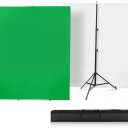 Versatile Backdrop Stand, 6.5x6.5ft Wrinkle-Resistant Collapsible Background Chromakey White & Green Screen for Photo Studio Video Shooting, Portrait Headshot Photography (2x2m 6.5x6.5ft)