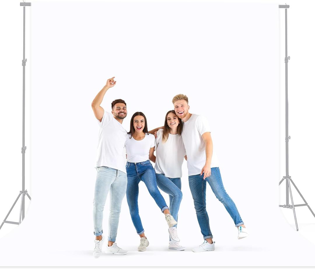 BEIYANG White 10 x 20 Ft Large Screen Backdrop for Photography, Pure White Non-Reflective Fabric Wrinkle Free Photo Background for Zoom Meeting, Game Live Steaming and Photo Studio Shooting Props