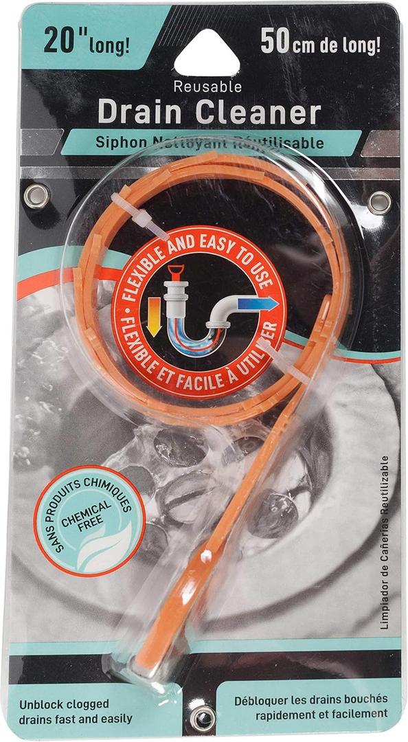 Jacent Reusable Flexible Drain Cleaner Snake, 20 Inches Long - 1 Pack