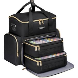 YOREPEK Extra Large Nail Polish Organizer Case Holds 48 to 100+ Bottles (15ml/0.5 fl.oz) UV lamp, Gel Polish Travel Case Bag with 2 Removable Pouches Fits Nail Suppiles, Gifts for Manicurist, Girls