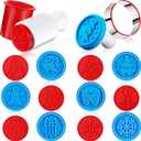 12 Pieces Christmas Cookie Stamps Set With 2 Cookie Cutters and 2 Plastic Press for Baking - Silicone Embossing Mold for Homemade Cookies, 2 Set