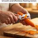 2 Pack Multifunctional Vegetable Peeler, 2-in-1 Kitchen Peeler with Bottle Opener, Wooden Handle & Stainless Steel Blade, for Potato, Carrot, Fruit, Pumpkin,sugar cane, Papaya & More