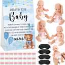 RoundFunny 33 Pcs Baby Shower Diaper Changing Game Supplies Including Dolls Blindfold Diapers Wooden Sign for Changing Race Gender Reveal Party Favors(Cute Bear)