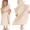 ZICOTO Soft Hooded Beach Towel for Kids - Cute Towel for Babies and Toddler Made of Waffle Cotton - Perfect Lightweight and Absorbent for Bath, Beach, Pool (Medium (3-6 yrs), Beige)