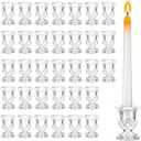 41 Pcs Clear Glass Taper Candle Holders Bulk, 2.5 Inch Small Candlestick Stands, Elegant Table Centerpieces for Wedding, Christmas, Valentine’s Day, Party, Home and Dining Room Decorations (Clear)