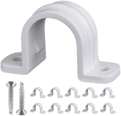10 Set Pipe Clamps,SCH 3/4 in (Φ25MM) PVC Pipe Strap Clips,Two Hole Plastic Pipe Clamps,Conduit Strap Clamps