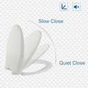 JINGZE Elongated Toilet Seat Slow Close, Quiet Toilet Seat Cover with Never Loosen Durable Toilet Seat Lid Easy to Install & Clean, Polypropylene (PP), White