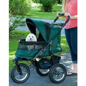 Pet Gear No-Zip Jogger Pet Stroller for Cats/Dogs, Zipperless Entry, Airless Tires, Easy One-Hand Fold, Cup Holder + Storage Basket, Hunter