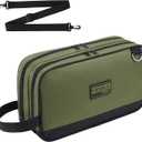 HISEA Small Tool Bag, 12 Inch Tools Pouch with 2 Pockets and Adjustable Shoulder Strap, Small Tool Organizer and Storage with Zipper for Electrican, Travel, Green