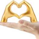 Small Gold Decor,Resin Heart Hands Sculpture for Living Room Bedroom Bookshelf Shelves Office Desk Decor,Love Finger Modern Statue for Wedding Decorations,Unique Birthday for Women Girls.