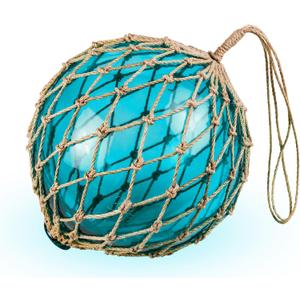 SAILINGSTORY Glass Fishing Float Nautical Decorative Glass Ball Buoy Coastal Beach Decor 10" Sky Blue