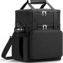 Lunch Box for Men Women, Large Expandable Insulated Lunch Bag, Double Deck Leakproof Cooler Bag for Adults Work Office Outdoor Beach Trips, Black 16L