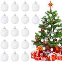 Liliful 48 Pcs 1.18 Inch Mini Christmas Ball Ornaments Christmas Tree Ornament Glitter Sequin Foam Ball Ornaments Xmas Hanging Decoration for New Year Holiday Wedding (White)