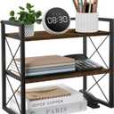 YINMIT Desktop Shelf Organizer, 2 Tier Office Shelves, Wood Desk Organizer Storage Rack and Freestanding Display Shelf for Office, Dormitory, Home (Retro)