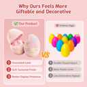 2 x Decorative Easter Egg with Raffia Grass and Card, Plush Fabric Tabletop Home Dcor, Openable Design for Spring Seasonal Display, 8.27 Inch (2)