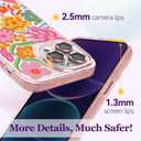 Designed for iPhone 14 Pro Max Case Pink Glitter Clear - Cute Bling Phone Case with Wrist Strap - Aesthetic Y2K Case for Woman, Girl 6.7" (Passion Flower)