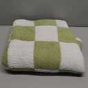 Checkered Blanket Twin Size - 30"x30" Green Knit Blanket Soft Fluffy Patterned Throw Blankets for Couch, Sofa, Chair, Bed, Camping, Picnic, Travel