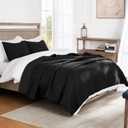 Exclusivo Mezcla Reversible King Size Quilt Bedding Set with Pillow Shams, Lightweight Quilts King Size, Soft Bedspreads Bed Coverlets for All Seasons - (Black, 104"x96")