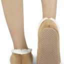 BenSorts Fuzzy Slipper Socks for Women Funny House Slippers with Grips (Beige)