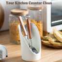 Gomakren Standing Spoon Rest for Stove Top, 6 Inch Ladle Holder, Vertical Spoon Holder for Kitchen Counter, Heart Shaped Valentines Spoon Rest, Heat-Resistant Utensil Rest, White