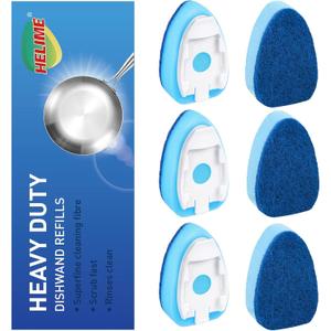 Dishwand Refills Sponges Refill, Dish Wand Replacement Heads, Heavy Duty Scrub Dots Brushes Soap Dispenser, Non Scratch Dispensing Scrubbers, Dishwashing Cleaning Supplies Kitchen Sink Dishwasher Tool (6pack)