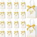 Kolldenn 36 Pack Small Thank You Gift Bags with Handles 5.9 x 4.3 x 2.4 Inches Christmas Party Favor Bags with Bow Ribbon Candy Goodie Gift Bag Bulk for Xmas Wedding Birthday Bridal Shower(White)