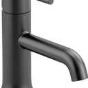 Delta Trinsic Matte Black Bathroom Faucet 1 Hole, Single Hole Bathroom Sink Faucet for Vanity, Metal Push-Pop Drain Assembly, Matte Black 559LF-BLMPU
