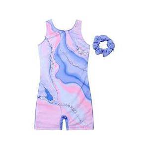 Girls Gymnastics Leotards with Shorts, Paris Eiffel Tower Flower Toddler Biketards Unitard Kids Dance Outfits
 3XL 14-15 Y