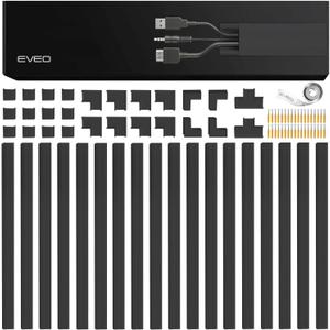 EVEO Cable Hider Wall 306 - Cable Raceway Cord Hider - Wire Covers for Cords on Wall, Cord Cover, Wall Cable Hider, Cable Concealer, Wire Hiders for TV on Wall - 20X (L16 W0.95 H0.5) - Medium | Black