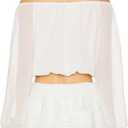 SUNNOW Women's Chiffon Off-Shoulder Elegant Flowy Blouse Tops Long Sleeve Blouse for Casual Party (White, M)