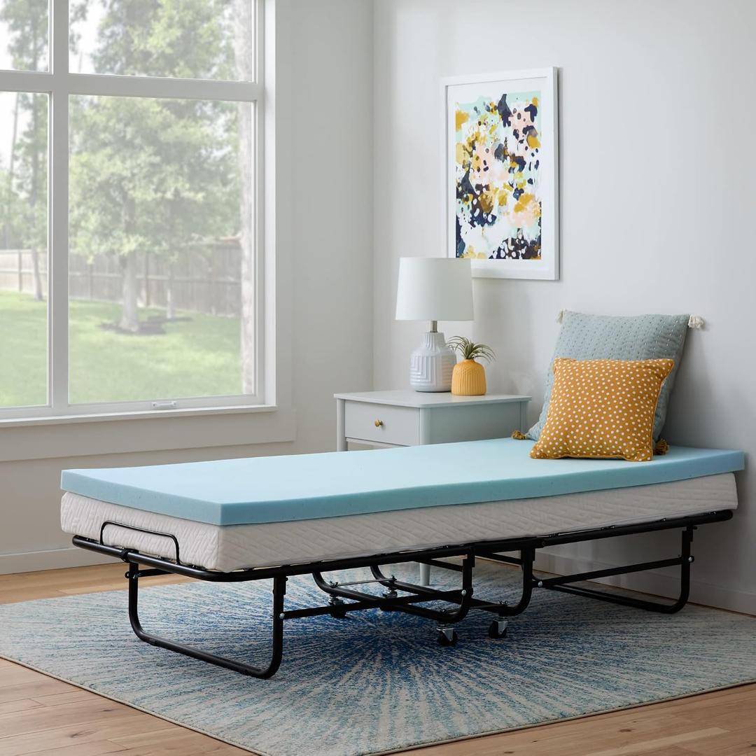 Linenspa Memory Foam Mattress Topper, Small Twin Size - 2 Inch Gel Infused Memory Foam - Plush Feel - Cooling and Pressure Relieving - CertiPUR Certified, Cot