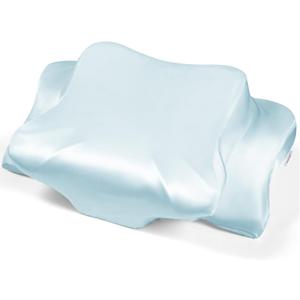 Satin Pillowcase for Cervical Pillows, (Cover Only) Fit for 24.8"x14.96"x5.51"/3.54" Orthopedic Neck Support Pillow, Silky Smooth Pillowcase Cover with Zipper Closure (Light Blue)