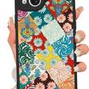 Magnetic for iPhone 15 Plus Case [Compatible with MagSafe] Aesthetic Flower Wave Patchwork Pattern Design, Slim Bumper Translucent Matte Protective Cover for Women Men