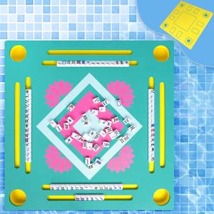 32x32in Floating Mahjong Table for Pool, Double-Sided Water Game Table | Tile Grooves & 4 Cup Holders, For Pools, Hot Tubs, Beaches & Summer Parties, Ideal For Mahjong, Poker, Dominoes & Scrabble