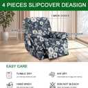 FUANGUI Recliner Chair Cover 4-Pieces Lazyboy Cover for Recliner Chair with Storage Pockets Furniture Protector for Living Room,Jacquard Sofa Slipcover for Kids, Pets, Dog and Cat, 25