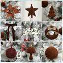 Christmas Ornaments Set, 38Pcs Brown Velvet Christmas Ornaments for Xmas Tree Decorations Shatterproof Hanging Flocked Balls Assorted for Indoor Home Party Holiday Decor Gifts
