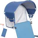 Universal Chair Umbrella Canopy, UPF 50+ Sun Shade with Adjustable Clamp, Fits Most Brands Beach, Camping, Lawn, Tanning, Zero Gravity, Lounge & Fishing Chairs, Patent Design (1 Pack, Navy)