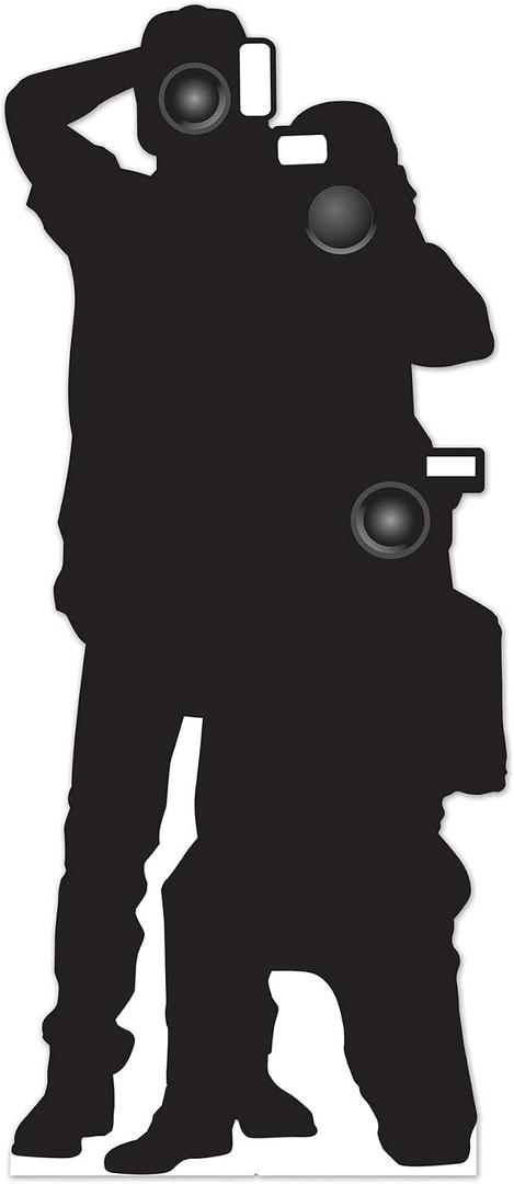 Beistle Life Size Paparazzi Stand-Up with Easel, Hollywood Theme Party Decorations, Photo Booth Props for VIP Awards Night Events, Movie Night, 6' x 32.15", 6' x 31.25"