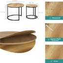 Smuxee Nesting Coffee Table Set of 2, 23.6" Round Coffee Table Brown Wood with Adjustable Non-Slip Feet, Industrial End Table Side Tables for Living Room Bedroom Balcony Yard