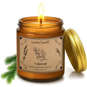 Candles for Home Scented, 16oz Large Jar Scented Candle  Cedarwood Soy Wax Candle with 100 Hour Burn Time, Long Lasting Aromatherapy Candle for Cozy Home Fragrance, Relaxation & Decorative Gift