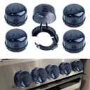 Stove Knob Safety Covers - Child Oven Safety Knobs Guard Covers 5pcs Non-Universal Large Gas Stove Knob Cooker Protective Upgraded Double Buckle for Kids Baby Pets (Black, 8.98x5.43cm)
